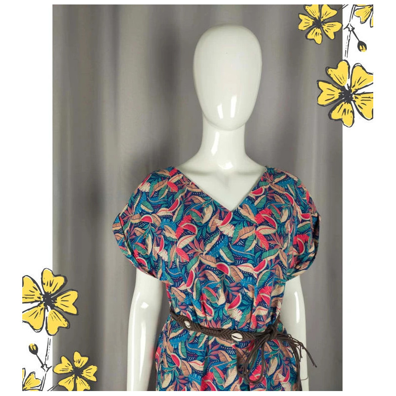 Robe d’été fluide imprimé tropical – Taille 40 Promod