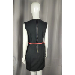 Robe élégante Morgan noire et ivoire – Taille 38 – Ceinture rose amovible