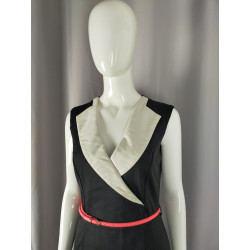 Robe élégante Morgan noire et ivoire – Taille 38 – Ceinture rose amovible