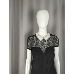 Robe noire Naf Naf – Taille 38 – Dentelle & col blanc