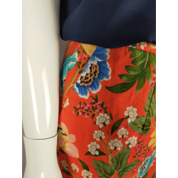 Jupe courte fleurie Naf Naf – Taille 36 | Rouge tropical & couleurs vives