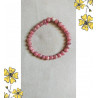 Bracelet Rhodochrosite – Perles naturelles & fil rose – 19,5 cm