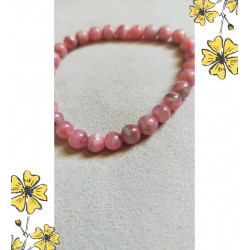 Bracelet Rhodochrosite – Perles naturelles & fil rose – 19,5 cm