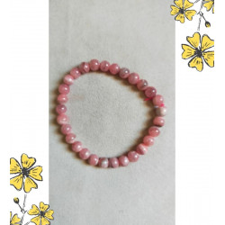 Bracelet Rhodochrosite – Perles naturelles & fil rose – 19,5 cm