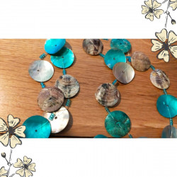 Parure bohème collier long et boucles – Nacre bleue & brune