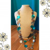 Parure bohème collier long et boucles – Nacre bleue & brune