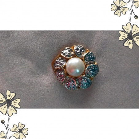 Broche vintage dorée perle nacrée – Style baroque chic – Années 80