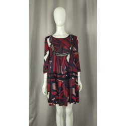 Robe imprimée graphique bordeaux – Ba&sh – Taille 1