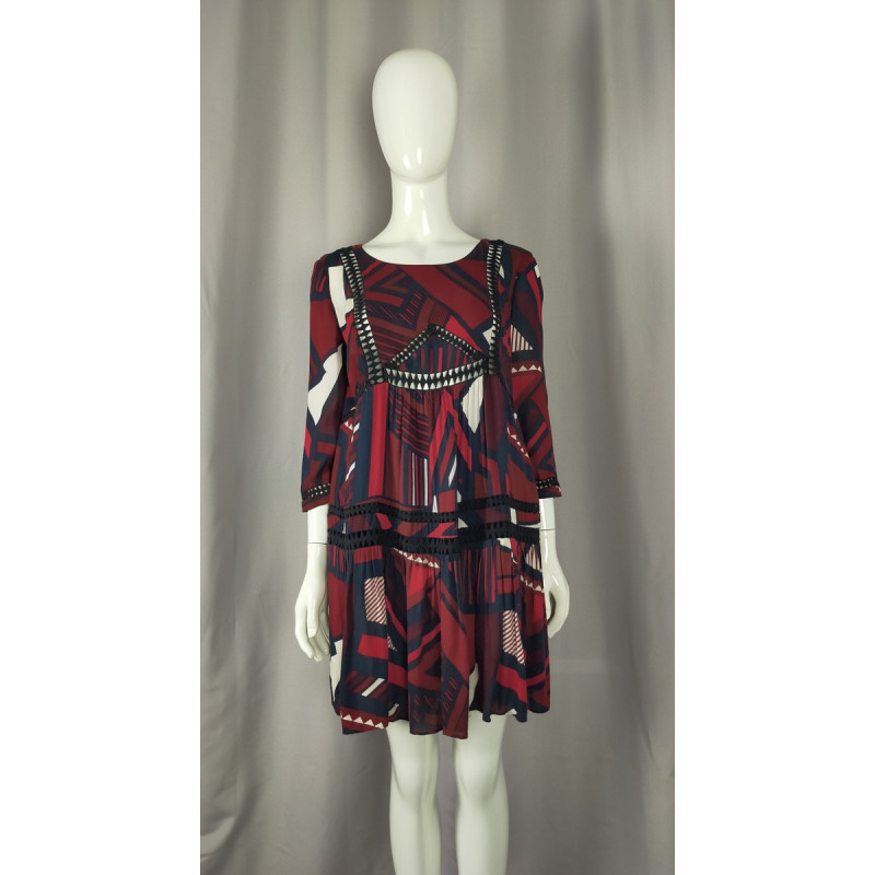 Robe Ba&sh bordeaux à motifs graphiques – Taille 1