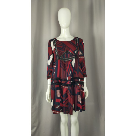 Robe Ba&sh bordeaux à motifs graphiques – Taille 1