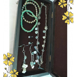 Coffret bijoux nacre + boîte bois vintage – parure et bracelets élégants