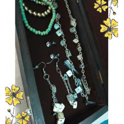 Mother-of-Pearl Jewelry Set + Vintage Wooden Box – Elegant Set & Bracelets