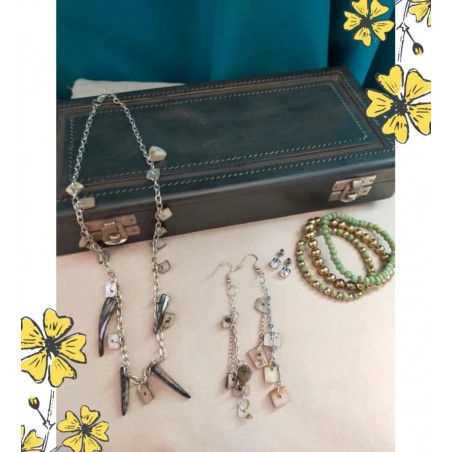 Coffret bijoux nacre + boîte bois vintage – parure et bracelets élégants