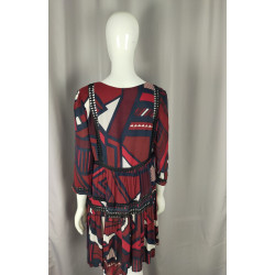 Robe Ba&sh bordeaux à motifs graphiques – Taille 1