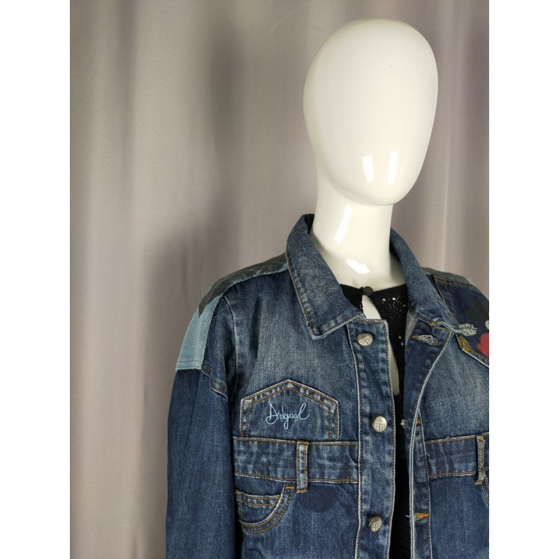 Veste en jean patchwork Desigual x Mickey – Édition Limitée Disney – Taille L femme