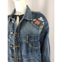 Veste en jean patchwork Desigual x Mickey – Édition Limitée Disney – Taille L femme