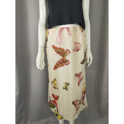 Jupe midi 100% soie Gérard Darel – Papillons colorés – T.40