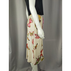 Jupe midi 100% soie Gérard Darel – Papillons colorés – T.40