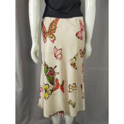 Jupe midi 100% soie Gérard Darel – Papillons colorés – T.40
