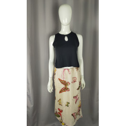 Midi Silk Skirt Gérard Darel – Colorful Butterflies Print – Size 40