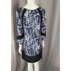 Robe chic imprimée bleu marine Lenny B – Taille 36 – Fabriquée en France