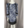 Robe chic imprimée bleu marine Lenny B – Taille 36 – Fabriquée en France