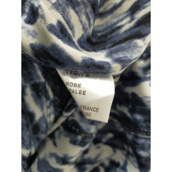 Robe chic imprimée bleu marine Lenny B – Taille 36 – Fabriquée en France