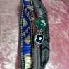 Bracelet manchette Hipanema multirangs bleu & perles – Bohème chic