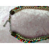 Collier plastron upcycling perles multicolores & chaîne dorée | Pièce unique bohème chic