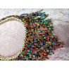 Collier plastron upcycling perles multicolores & chaîne dorée | Pièce unique bohème chic