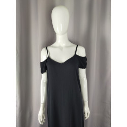 Robe longue noire épaules nues – Viscose – Taille 36 – Italie
