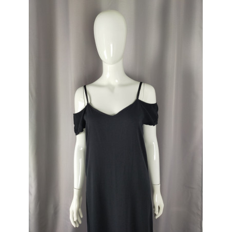 Robe longue noire épaules nues – Viscose – Taille 36 – Italie