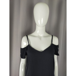 Robe longue noire épaules nues – Viscose – Taille 36 – Italie