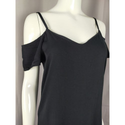 Robe longue noire épaules nues – Viscose – Taille 36 – Italie