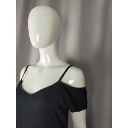 Robe longue noire épaules nues – Viscose – Taille 36 – Italie